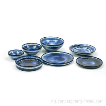 Set Makan Malam Stoneware Glazed Reaktif - Starry Sky